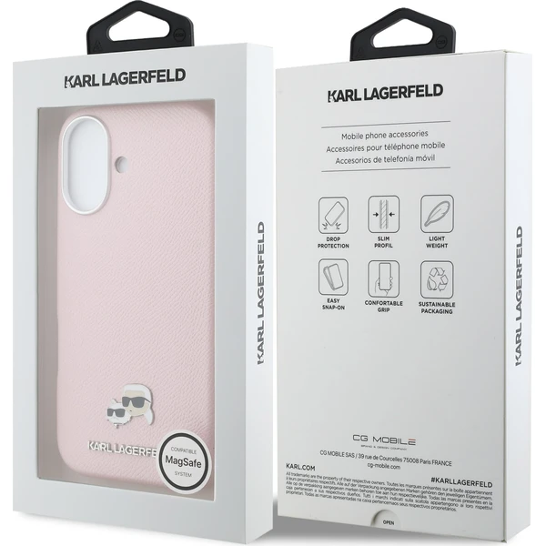 Karl Lagerfeld PU Karl and Choupette Heads Pins MagSafe kryt iPhone 17 růžový - Pouzdra - Obrázek 69ee9d2fab1b4d1cada29e6959255d6b