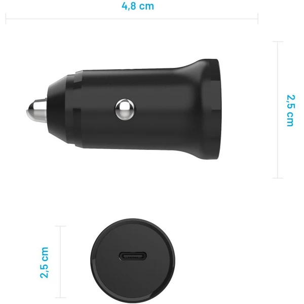 FIXED autonabíječka s USB-C výstupem a podporou PD, 30W černá - Nabíječky - Obrázek 6AO2000P01