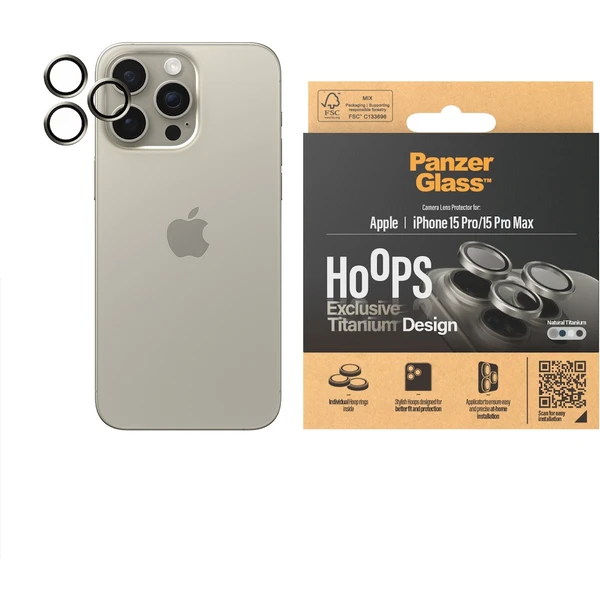 PanzerGlass HoOps ochranné kroužky Apple iPhone 16 Pro/16 Pro Max/15 Pro/15 Pro Max - přírodní titan - Ochranné folie a skla - Obrázek 6BD1000O01