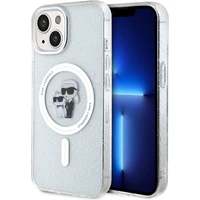 Karl Lagerfeld IML Glitter Karl and Choupette MagSafe kryt iPhone 15 čirý - Pouzdra