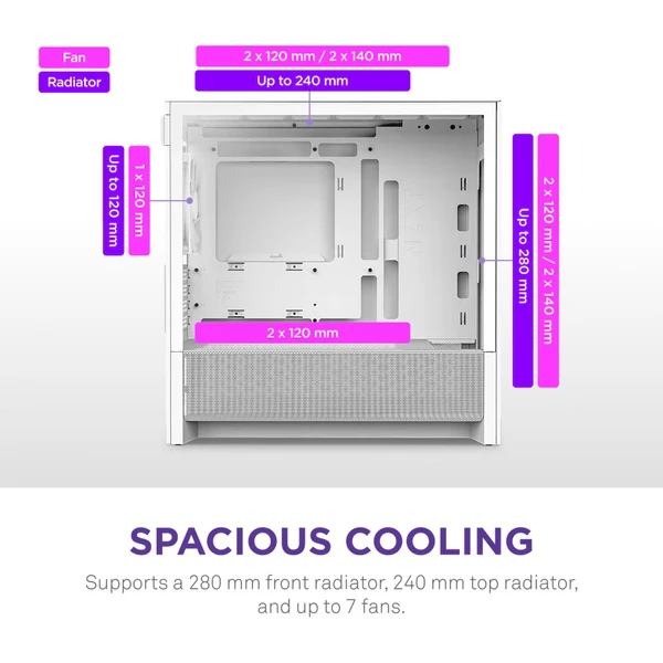 NZXT H3 Flow bílá - Počítačové skříně - Obrázek 6D7K000K01