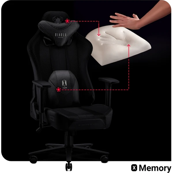 Diablo X-Player 2.0 King Size látková herní židle bílo-černá - Židle - Obrázek 6DCG000K01