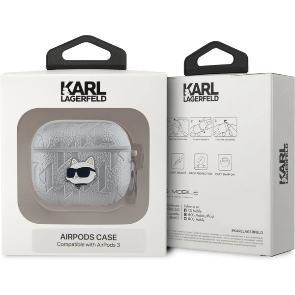Karl Lagerfeld PU Embossed Choupette Head pouzdro AirPods 3 stříbrné - Pouzdra - Obrázek 6DT6000L01