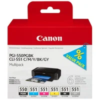 Canon Cartridge PGI-550/CLI-551 PGBK/C/M/Y/BK/GY Multi Pack - Tonery