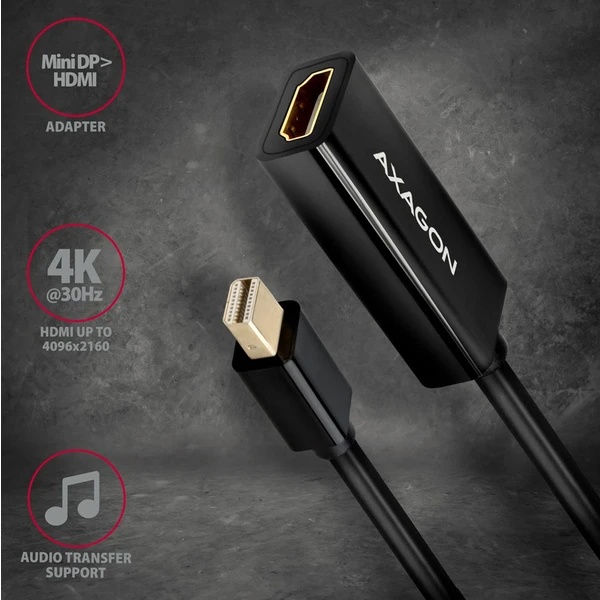 AXAGON Mini DisplayPort/HDMI 1.4 redukce 0,18m černá - Kabely a redukce - Obrázek 6FD0700301