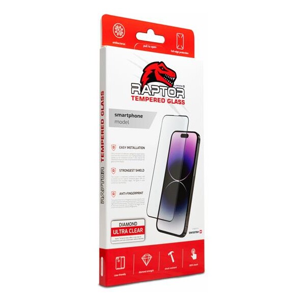 SWISSTEN RAPTOR DIAMOND ULTRA CLEAR 3D TEMPEROVANÉ SKLO APPLE IPHONE 13/13 PRO ČERNÉ 8595217481619 Černá