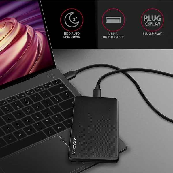 AXAGON externí box pro 2,5 SSD/HDD - USB 3.2 Gen 1 černý - Externí boxy - Obrázek 6GD0700301