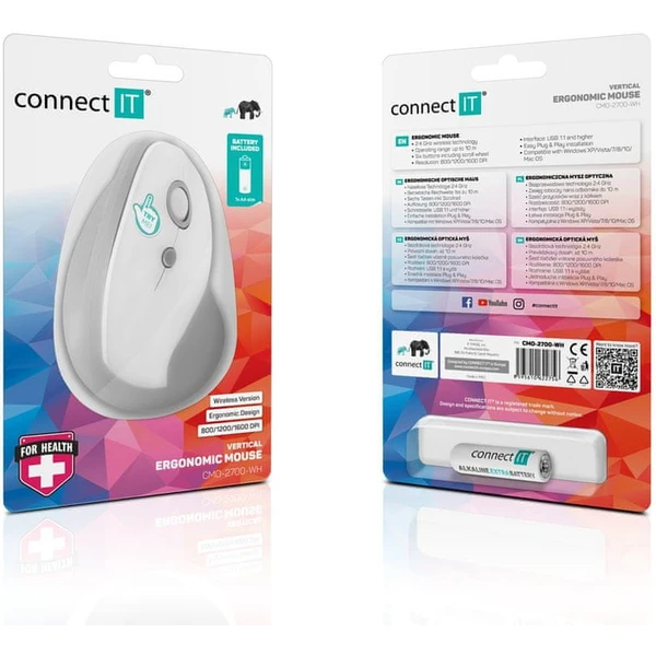 CONNECT IT FOR HEALTH ergonomická vertikální myš bílá - Myši - Obrázek 6GPN600301