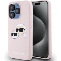 Karl Lagerfeld Liquid Silicone Double Heads Magsafe zadní kryt iPhone 15 Pro růžový - Pouzdra