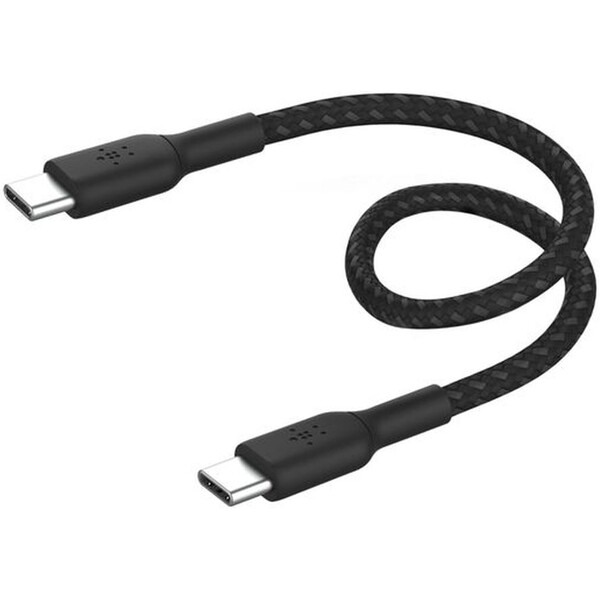 Belkin BOOST Charge Braided USB-C/USB-C odolný kabel, 15cm, černý