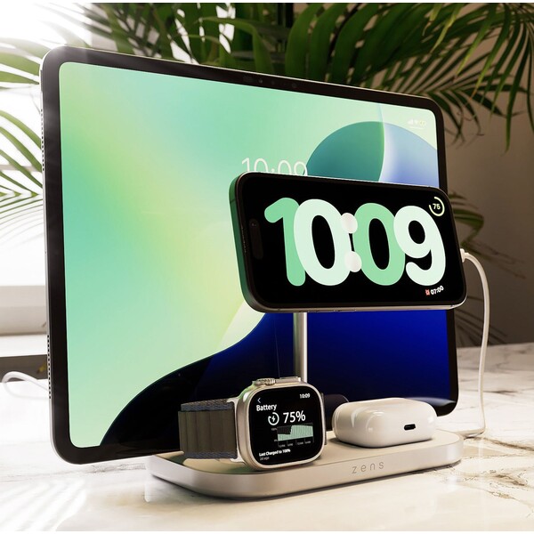 ZENS 4-in-1 MagSafe/Qi2 4v1 nabíjecí stanice (60W) stříbrná - Nabíječky - Obrázek 6I4L000K01