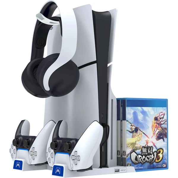 iPega P5S009 Multifunkční Nabíjecí Stojan pro PS5/PS5 Slim bílý - Nabíječky - Obrázek 6JU0000K01