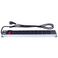 PremiumCord Panel napájecí do 19" racku 1U, 9xIEC (C13), 2m kabel,vypínač - Zásuvky