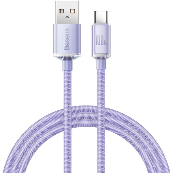 Baseus Crystal Shine Series kabel USB-A/USB-C (100W) 1,2m fialový