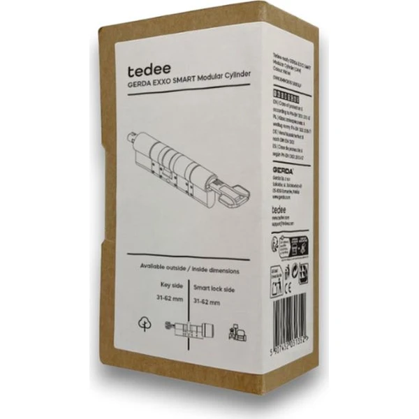 tedee evropská modulární vložka GERDA EXXO SMART 31-62 mm / 31-62 mm stříbrná - Chytré zámky - Obrázek 6T9P000K01