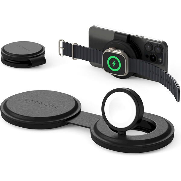 Satechi OntheGo 2v1 bezdrátová nabíječka černá Černá
