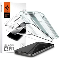 Spigen Glass tR EZ Fit 2 Pack tvrzené sklo iPhone 15 Pro Max černé - Ochranné folie a skla