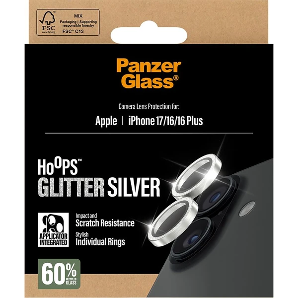 PanzerGlass® Hoops skla Apple iPhone 17/16/16 Plus třpytivě stříbrné - Ochranné folie a skla - Obrázek 6YEH000K01