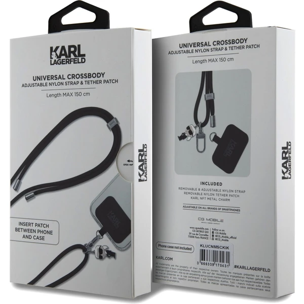 Karl Lagerfeld Universal Crossbody popruh Cord and Ikonik Pins černý - Popruhy a crossbody - Obrázek 6ZBR100501