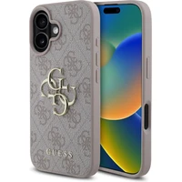 Guess PU 4G Metal Logo kryt pro iPhone 16 Plus růžový - Pouzdra