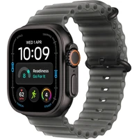 Apple Watch Ultra 4 49mm Černý titan s průsvitně černým Oceánským řemínkem - Chytré hodinky