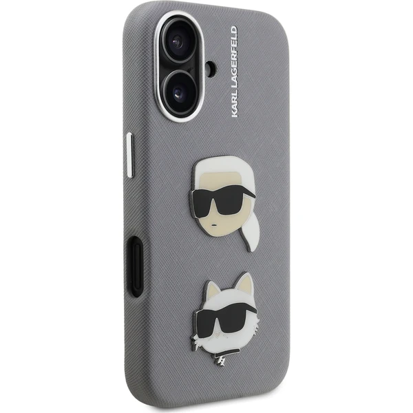 Karl Lagerfeld Grained PU K&CH Heads kryt iPhone 16 šedý - Pouzdra - Obrázek 6b09e7f6381445e9a3c11f1eee4e9249