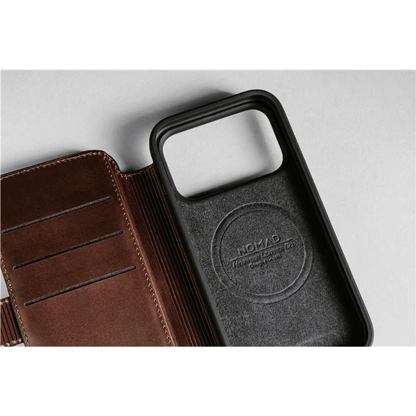 Nomad Modern Leather Folio (Horween) MagSafe kožené pouzdro iPhone 17 Pro Max Rustic Brown - Pouzdra - Obrázek 6b0ac2aa66434cd0acf4b7ce35bc76b9
