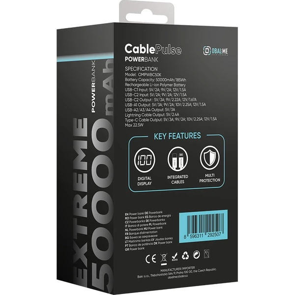 OBAL:ME CablePulse Powerbanka 50000mAh, 22,5W černá - Powerbanky - Obrázek 6b9cd4d49b3c444dadbc73787529ec48