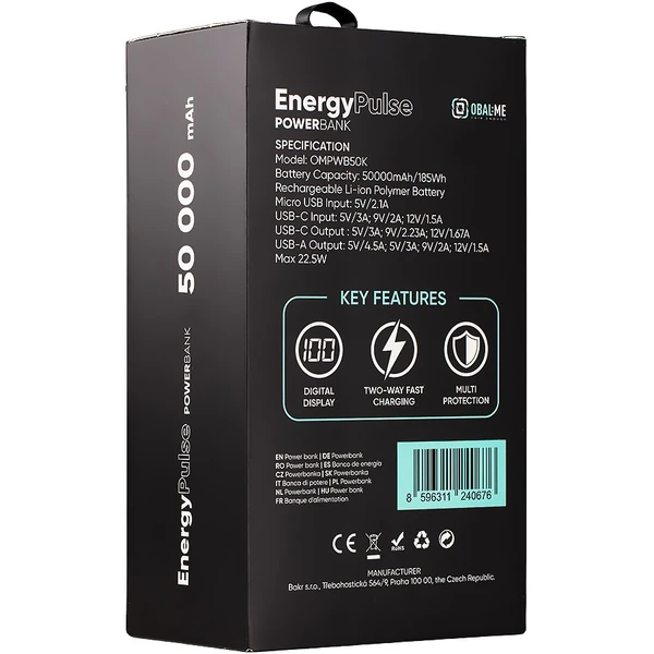 OBAL:ME EnergyPulse Powerbanka 50000mAh (22.5W) černá - Powerbanky - Obrázek 6bb0333ec95e413aae46d7437531a20c