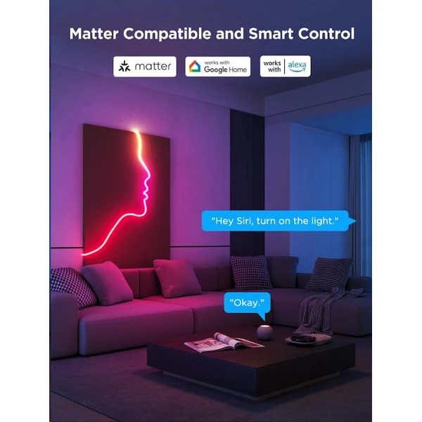 Govee Neon Rope Light 2 Matter ohebný LED pásek RGBIC, 3m - Chytrá osvětlení - Obrázek 6bccfcf7bf10491eb171b1de1312d49a