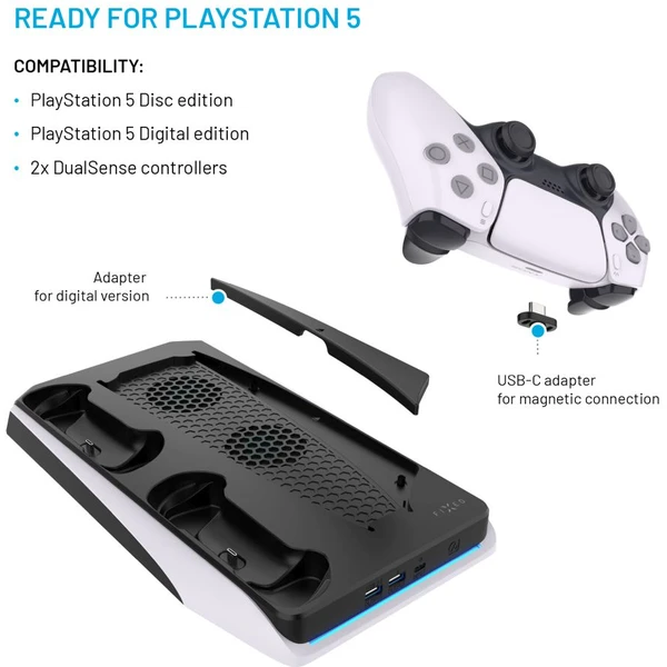 FIXED nabíjecí stanice s chlazením pro PlayStation 5 a DualSense černá - Nabíječky - Obrázek 6c1070a22429438a80a681af19061a13
