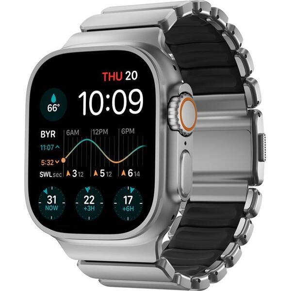 Nomad Stratos Band FKM řemínek Apple Watch 45/46/49mm Natural Titanium/Black