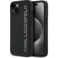 Karl Lagerfeld 3D Rubber Glitter Logo kryt iPhone 13 černý - Pouzdra