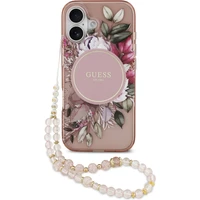 Guess IML Flowers Strap MagSafe kryt iPhone 17 růžový - Pouzdra
