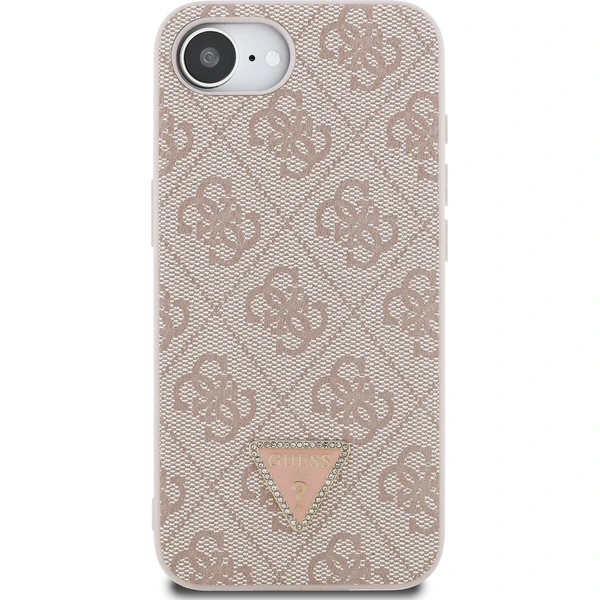 Guess PU 4G Strass Triangle Metal Logo kryt iPhone 17e/16e růžový - Pouzdra - Obrázek 6d28e1f890904fb786906c1c2427879d