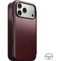 Nomad Modern Leather Folio (Horween) MagSafe kožené pouzdro iPhone 17 Pro Max Burgundy - Pouzdra