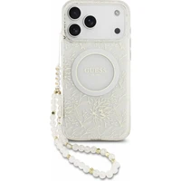 Guess IML Flowers Allover Strap MagSafe kryt iPhone 18 Pro Max bílý - Pouzdra