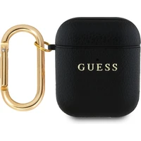 Guess PU Grained Classic Logo pouzdro pro AirPods 1/2 černé - Pouzdra