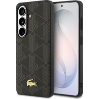 Lacoste PVC Blend Monogram Gold Logo Magnetic kryt Samsung Galaxy S26+ hnědý - Pouzdra