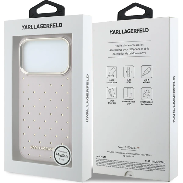 Karl Lagerfeld PU Perforated Gold Dots MagSafe kryt iPhone 17 Pro růžový - Pouzdra - Obrázek 6e6fa2e72f834afc8139341ebaca1843