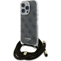 Guess IML 4G Printed Crossbody Popruh kryt iPhone 16 Pro hnědý - Pouzdra