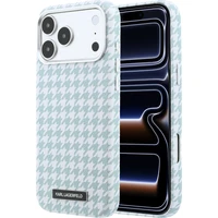 Karl Lagerfeld PU Houndstooth Resin Plate MagSafe kryt iPhone 17 Pro Max modrý - Pouzdra