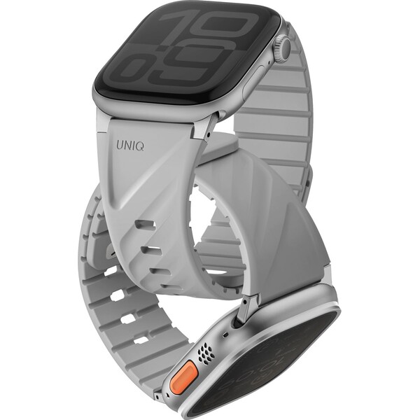 UNIQ Fluo Magnetický řemínek pro Apple Watch (49-40mm) Mist Grey