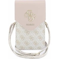 Guess PU Leather+Grained 4G Metal Logo taška na telefon růžová - Pouzdra