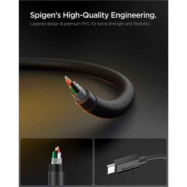 Spigen Essential USB-C/USB-C napájecí kabel 60W 2m černý - Kabely a redukce - Obrázek 6fbde3fafd834c559ffa5c80ccb9805a