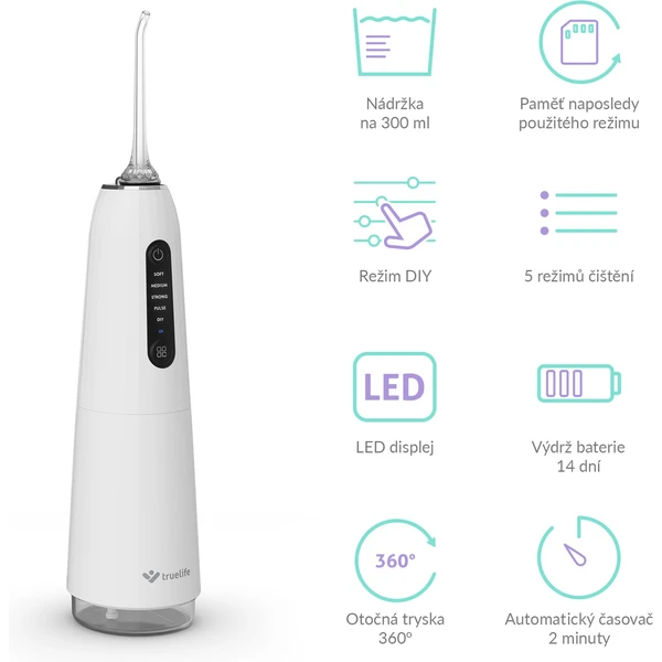 TrueLife AquaFloss Compact C200 ústní sprcha bílá - Ústní sprchy - Obrázek 703462febee24798a3b79b2db1ae904e