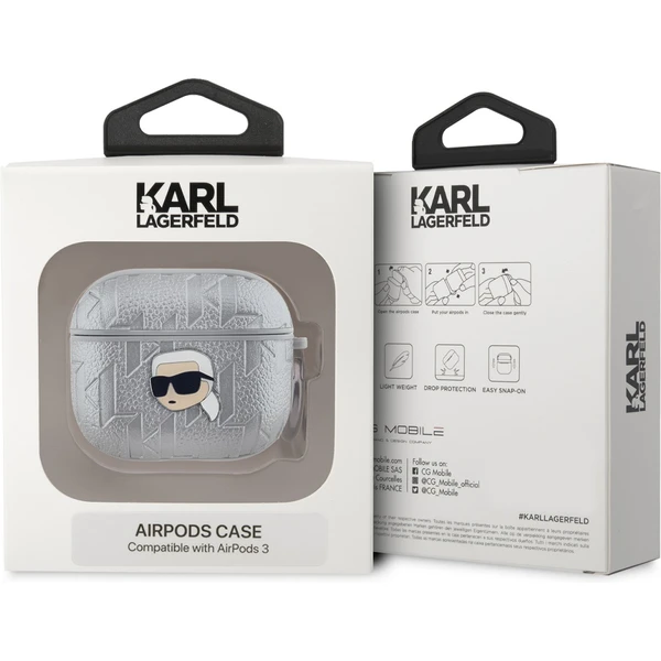 Karl Lagerfeld PU Embossed Karl Head pouzdro AirPods 3 stříbrné - Pouzdra - Obrázek 708201eb17a84d4d991ce32668bc70f8