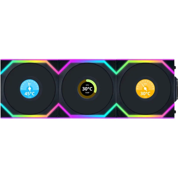 Lian Li UNI FAN SL Wireless LCD ventilátor 3x120 mm + ovladač černý - Ventilátory pro PC - Obrázek 70AS000K01
