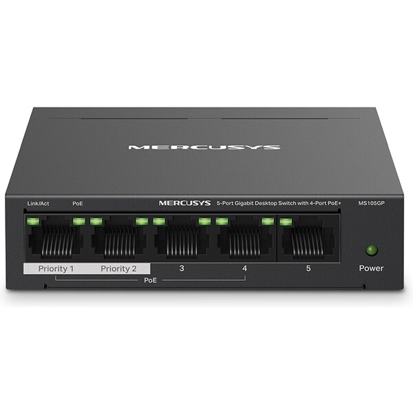 Mercusys MS105GP switch Černá
