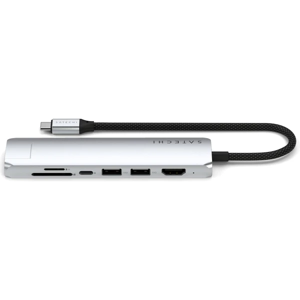 Satechi 7v1 USB-C Slim víceportový adaptér s Ethernetem stříbrný - USB huby - Obrázek 70OC000J01
